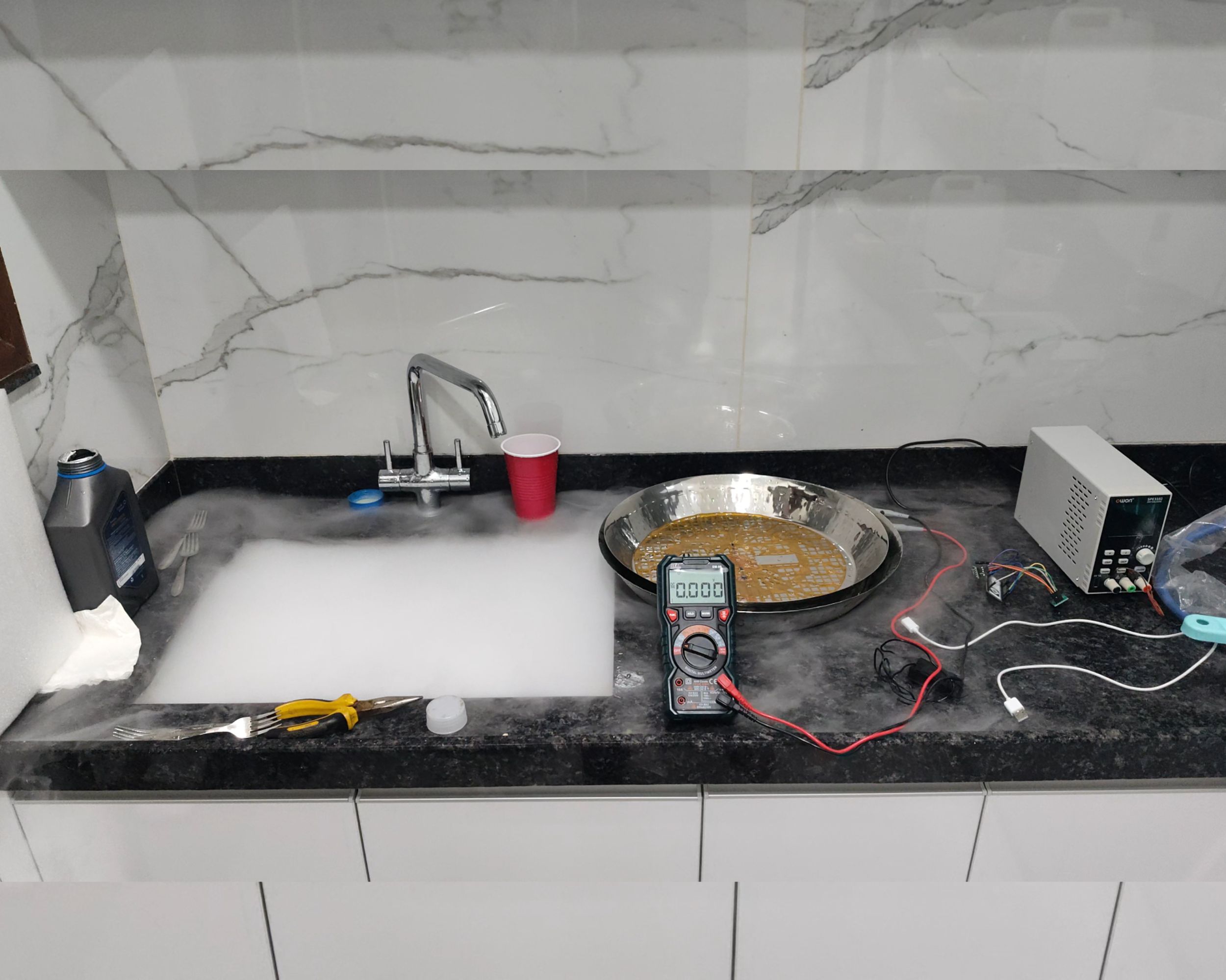50C device Testing _ Dry Ice + Coolant + AirBNB Kitchen